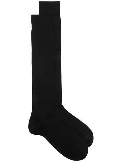 Marcoliani Ribbed-knit Cashmere Socks In Black