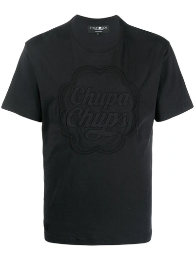 Hydrogen Chupa Chups-motif Embroidered T-shirt In Black