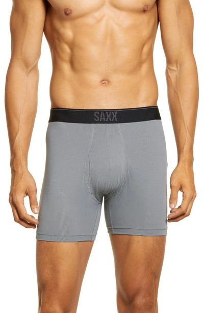 Saxx Quest Quick Dry Mesh Boxer Briefs In Dark Charcoal Ii