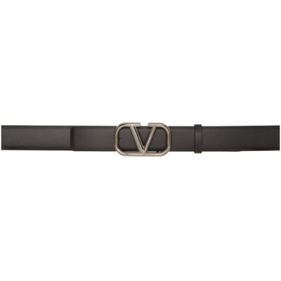 Valentino Garavani Leather Belt With Vlogo Buckle In Black