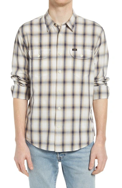 Lee Relaxed Fit Plaid Button-up Work Shirt In Service Sand