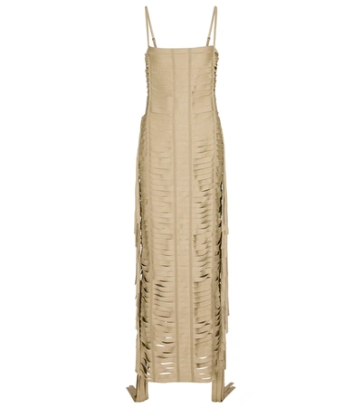 Givenchy Fringed Banded Ribbon Gown In Nude