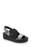 Sorel Women's Cameron Snakeskin-embossed Slingback Platform Sandals In Black