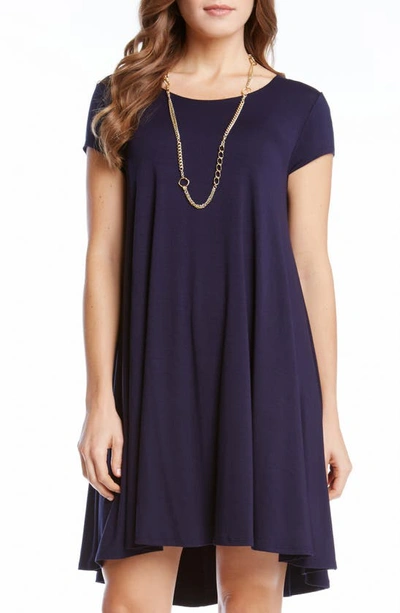 Karen Kane 'maggie' Cap Sleeve Trapeze Dress In Navy