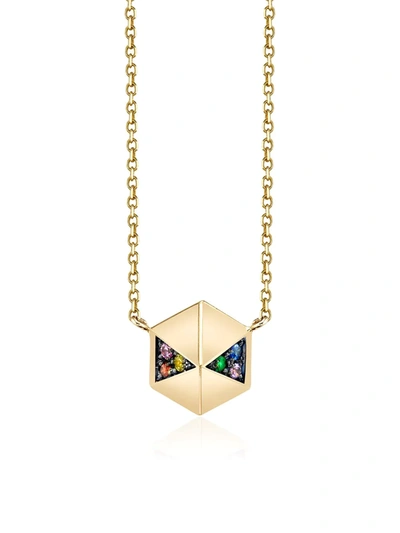 Harwell Godfrey 18k Yellow Gold Hexagon Sapphire Necklace