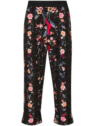 By Walid Gerald Floral-embroidered Trousers In Black
