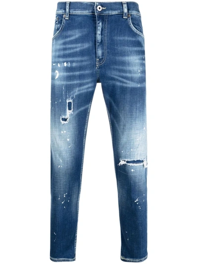 Dondup Distressed Cropped Jeans In Blue
