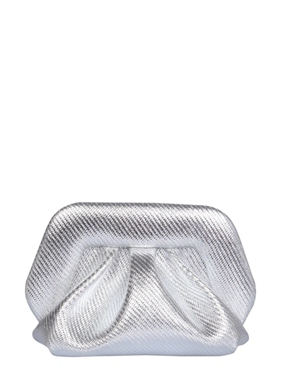 Themoirè Gea Laminate Shoulder Bag In Silver Leather In Argento