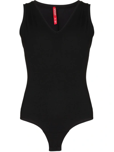 Spanx Suit Yourself V-neck Tank Bodysuit In Schwarz