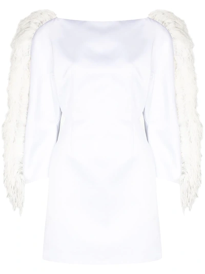 Christopher Kane Feather-trim Mini Dress In White