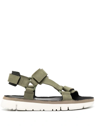 Camper Oruga Flat Touch-strap Sandals In Medium Green