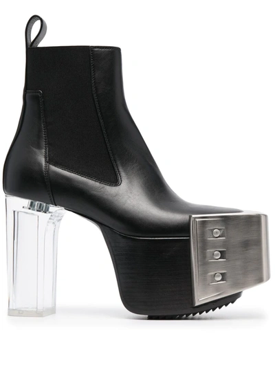 Rick Owens Transparent-heel Platform Boots In Black