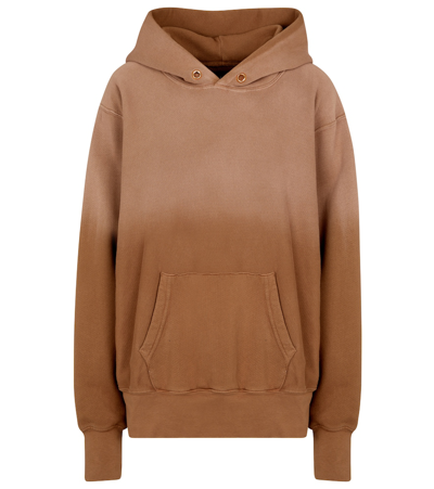 Les Tien Gradient Crop Cotton Sweatshirt Hoodie In Braun