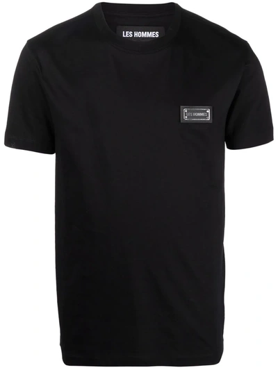 Les Hommes Logo-plaque Short-sleeved T-shirt In Black