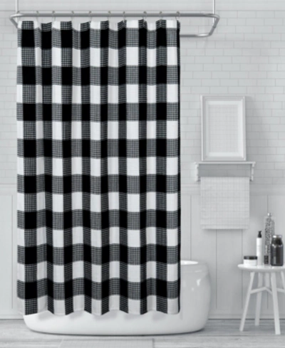 Dainty Home Imperial Checkered Shower Curtain, 70" W X 72" L Bedding In Black