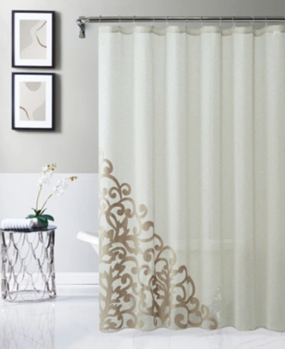 Dainty Home Natalie Shower Curtain, 70" W X 72" L Bedding In Linen