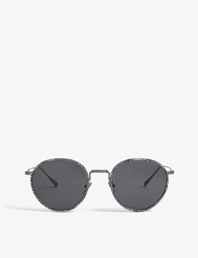 Giorgio Armani Ar6103j 51 Metal And Acetate Round-frame Sunglasses In Grey