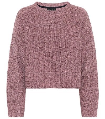 Rag & Bone Leyton Metallic Knit Merino Wool Blend Sweater In Dusty Rose