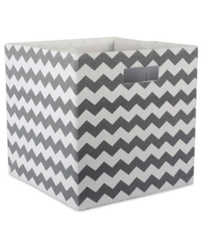 Design Imports Chevron Stripe Polyester Storage Bin In Gray Chevron