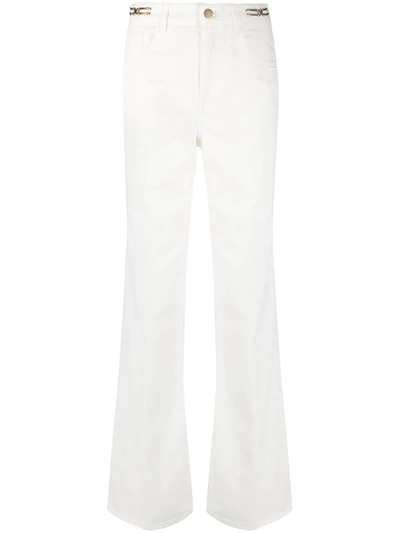 Les Copains Chain-trimmed Straight Jeans In White