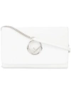 Fendi F Seal Leather Wallet On A Chain, White