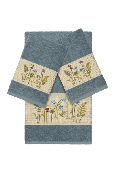 Linum Home Serenity 3-piece Embellished Towel In Teal