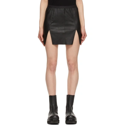 Rick Owens Black Leather Scari Miniskirt In 09 Black