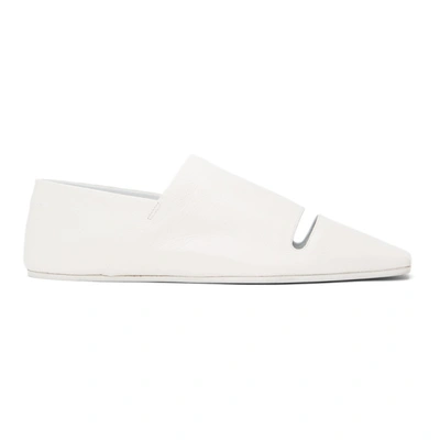 Mm6 Maison Margiela White Leather Slippers In T1003 White