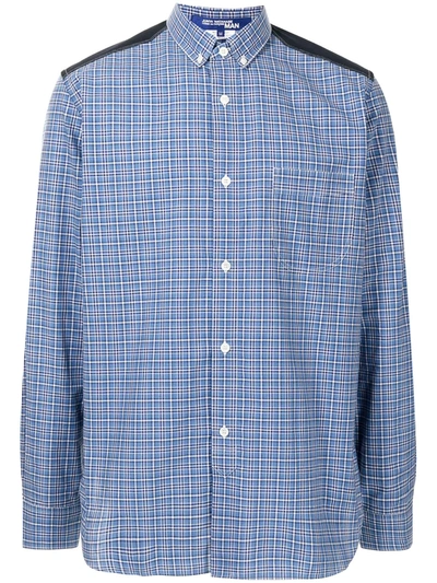 Junya Watanabe Panelled Stripe-print Shirt In Blue
