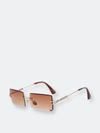 Fifth & Ninth Miami 58mm Rectangle Sunglasses In Gold/ Amber