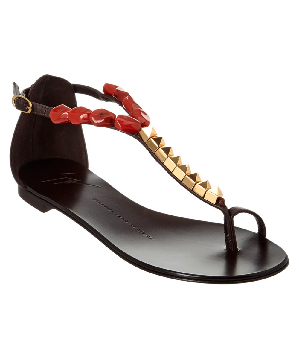 Giuseppe Zanotti Embellished Leather Sandal In Birel T Moro | ModeSens