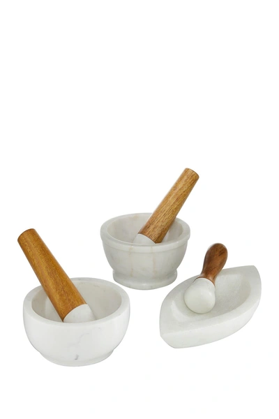 Willow Row Multi Colored Marble Natural Mortar And Pestel 3-piece Set