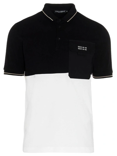 Dolce & Gabbana Color Block Polo Shirt In Black And White