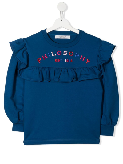 Philosophy Di Lorenzo Serafini Teen Logo Ruffle Sweatshirt In Blue
