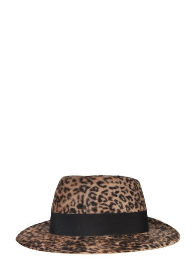 Saint Laurent Leopard Print Fedora Hat In Multi