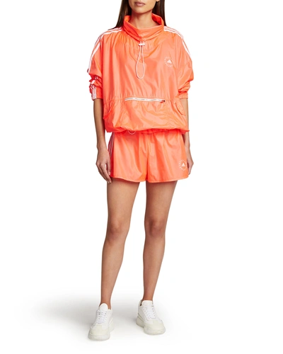 Stella Mccartney Striped Loose-fit Shorts In 6605 Fluoro Coral