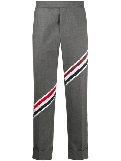 Thom Browne Grey Super 120s Wool Rwb Stripe Trousers