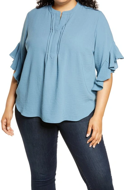 Vince Camuto Ruffle Sleeve Blouse In Bluestone