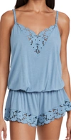 Eberjey Naya Lace-trimmed Stretch-modal Playsuit In Blue Shadow Blues