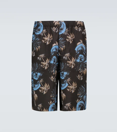 Undercover Rose-print Bermuda Shorts In Black