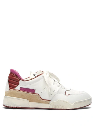 Isabel Marant Emree Aged-effect Leather Trainers In White