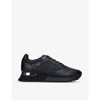 Mallet Lux Runner Midnight Leather And Fabric Trainers In Black