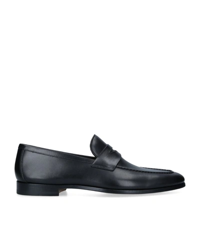 Magnanni Diezma Leather Penny Loafers In Black