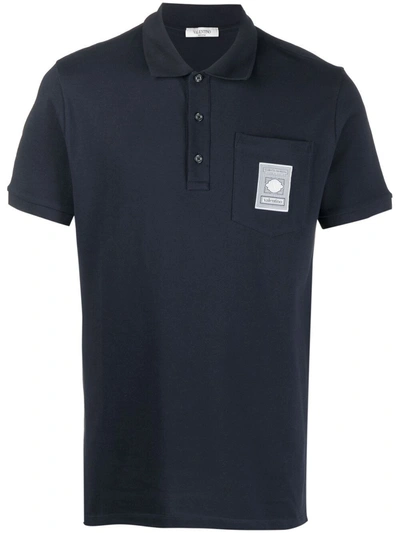 Valentino Logo-patch Polo Shirt In Blue