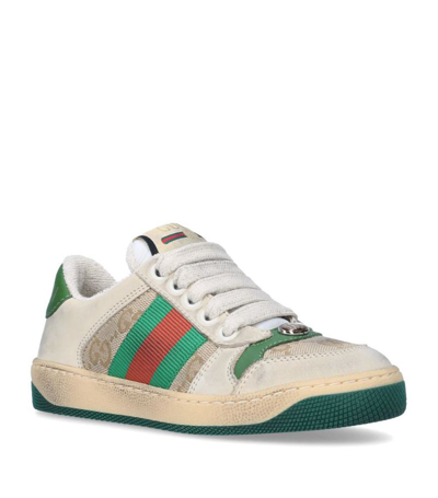 Gucci Kids Leather Screener Sneakers In Multi