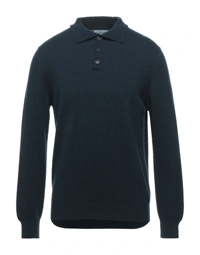 Purdey Cashmere Polo Sweater In Dark Blue