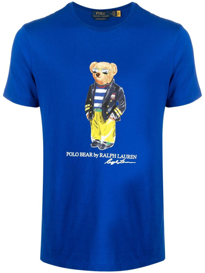 Polo Ralph Lauren Polo Bear print T shirt In Sapphire Star ModeSens