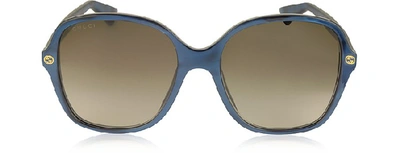 Gucci 55mm Gradient Sunglasses - Blue/ Brown