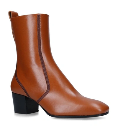 Chloé Goldie Leather Heeled Ankle Boots In Brown