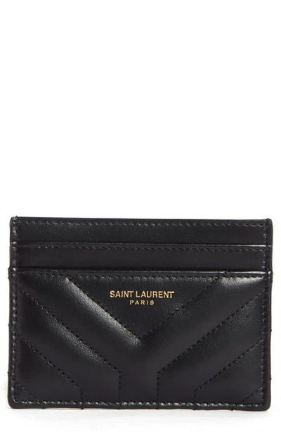 Saint Laurent Joan Quilted Leather Card Case In Black